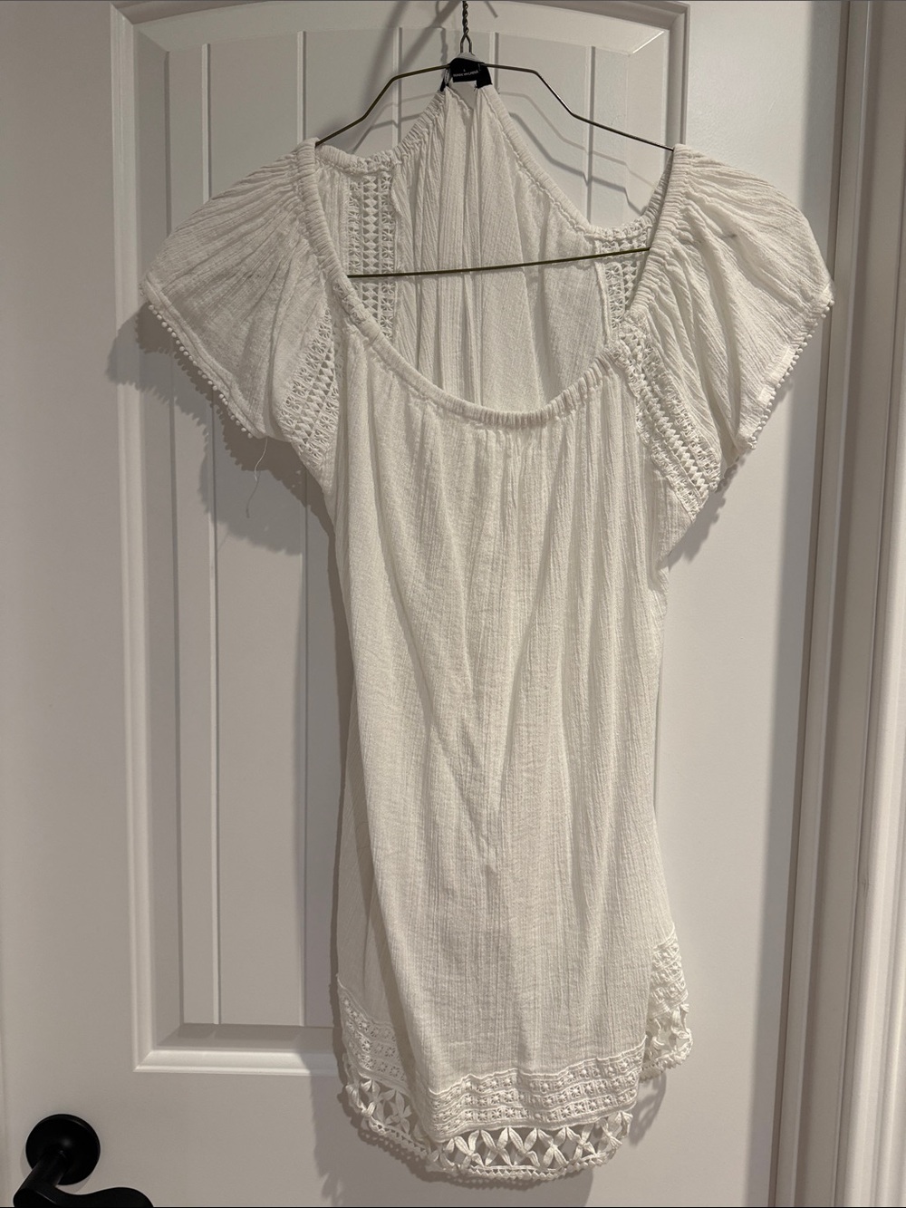 Sociology White Boho Crochet-Trim Tunic